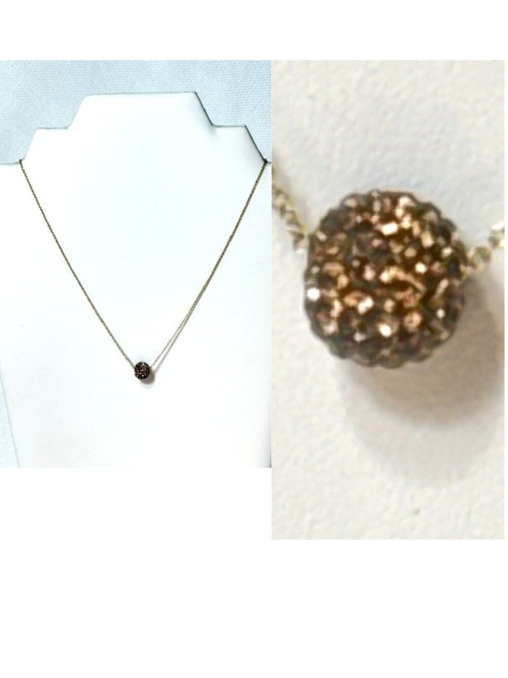18" 18K GEP chain with copper-tone crystal ball.